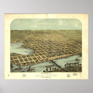Hastings Minnesota 1867 Antique Panoramabalkarte Poster