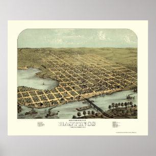 Hastings, MN Panoramic Map - 1867 Poster