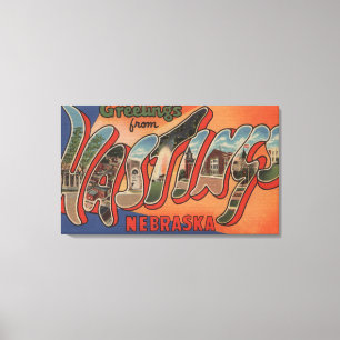 Hastings, Nebraska - große Buchstabe-Szenen Leinwanddruck