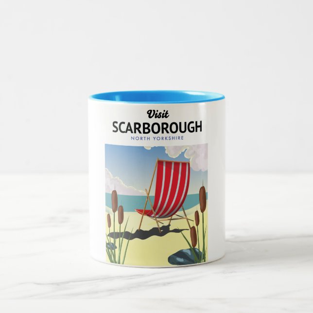 Hastings North Yorkshire Seebadeposter. Zweifarbige Tasse (Mittel)