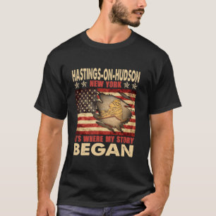 Hastings on Hudson New York USA Flag 4. Juli L T-Shirt