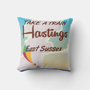 Hastings vintage Strand Reiseplakat Kissen