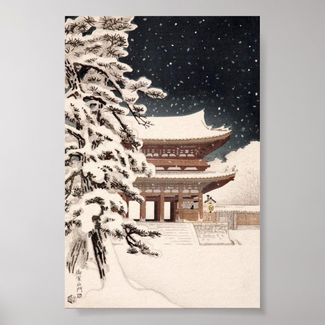 Hasui Kawase Winterlandschaft Poster Print (Vorne)