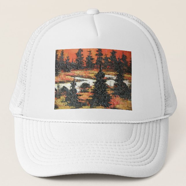 Hat Ann Hayes Painting Tree Delight Truckerkappe (Vorderseite)