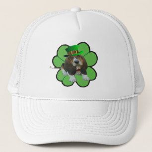 Hat Basset Hound Happy St Patrick's Day Clover Truckerkappe