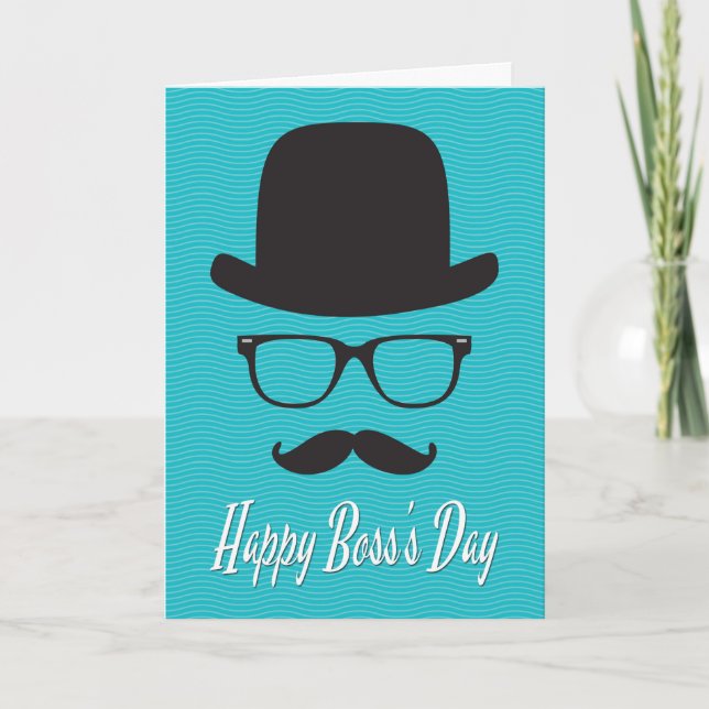 Hat, Brille und Mustache für den Boss's Day Karte (Vorderseite)