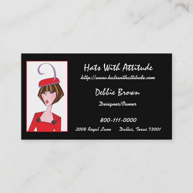 Hat Designer/ Millinery Business Cards Visitenkarte (Vorderseite)