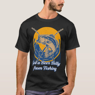 Hat einen Bierbauch vom Angeln Bier Humor Trinke T-Shirt