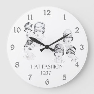 Hat Fashion Vintag Illustriert Hats Roaring 20s Große Wanduhr