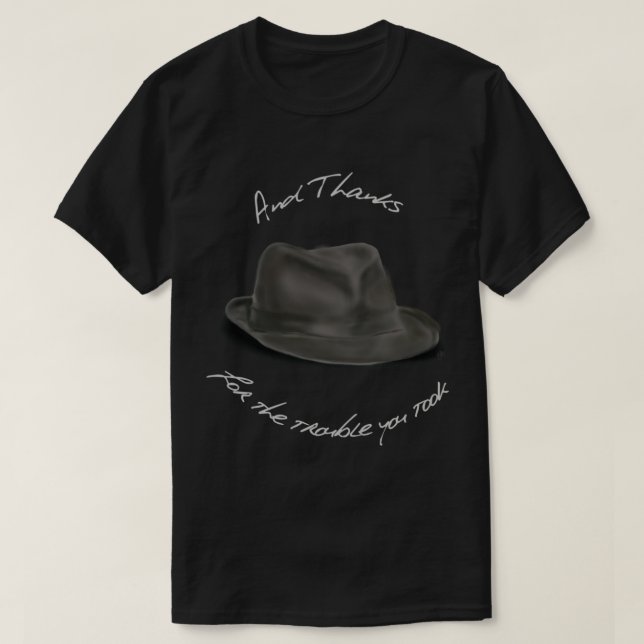 Hat für Leonard Cohen und vielen Dank T-Shirt (Design vorne)