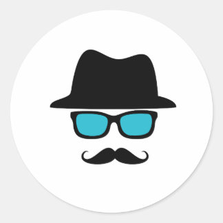 Hat Glasses Mustache Runder Aufkleber