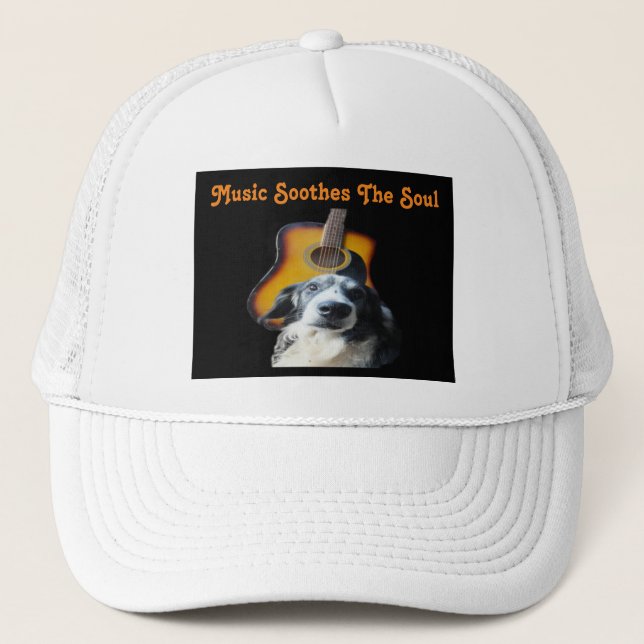 Hat Guitar Dog Truckerkappe (Vorderseite)