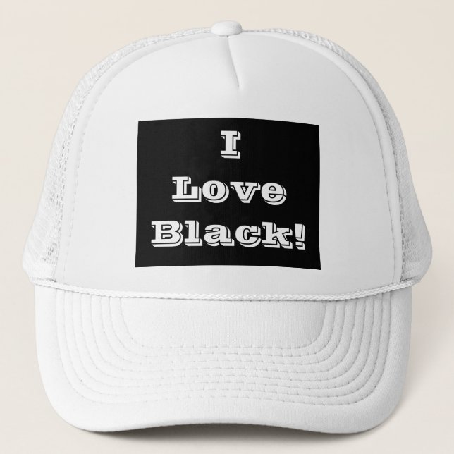 Hat I Liebe Black Truckerkappe (Vorderseite)