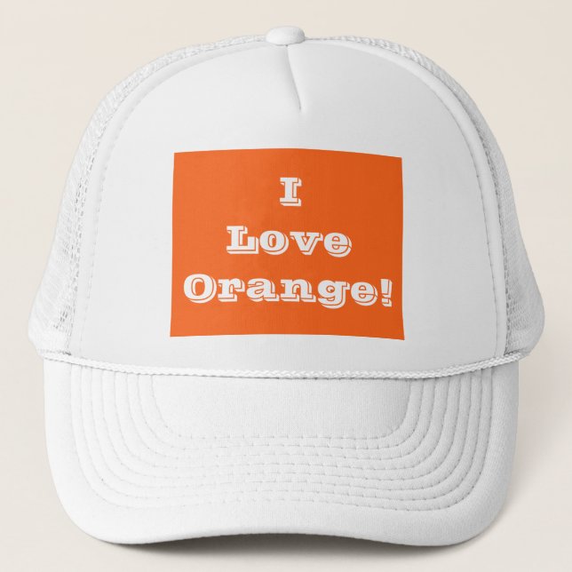 Hat I Liebe Orange Truckerkappe (Vorderseite)