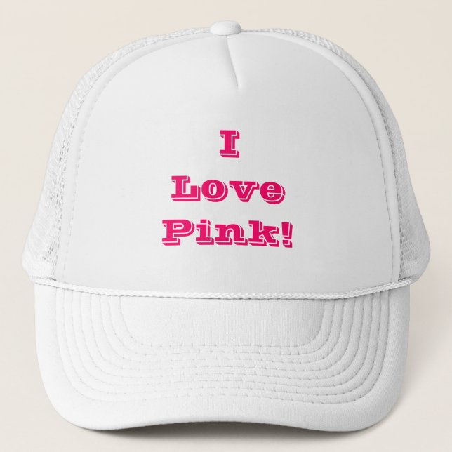 Hat I Liebe Pink Truckerkappe (Vorderseite)