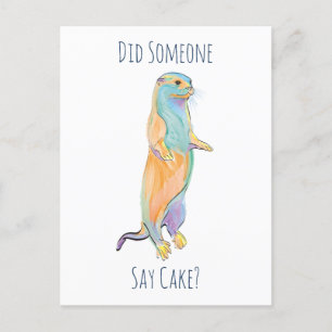 Hat jemand Kuchen gesagt? Otter Postcard Postkarte