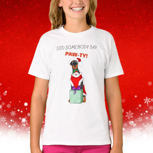 Hat jemand Party-Pfötchen gesagt? Süßer Dobermann- T-Shirt