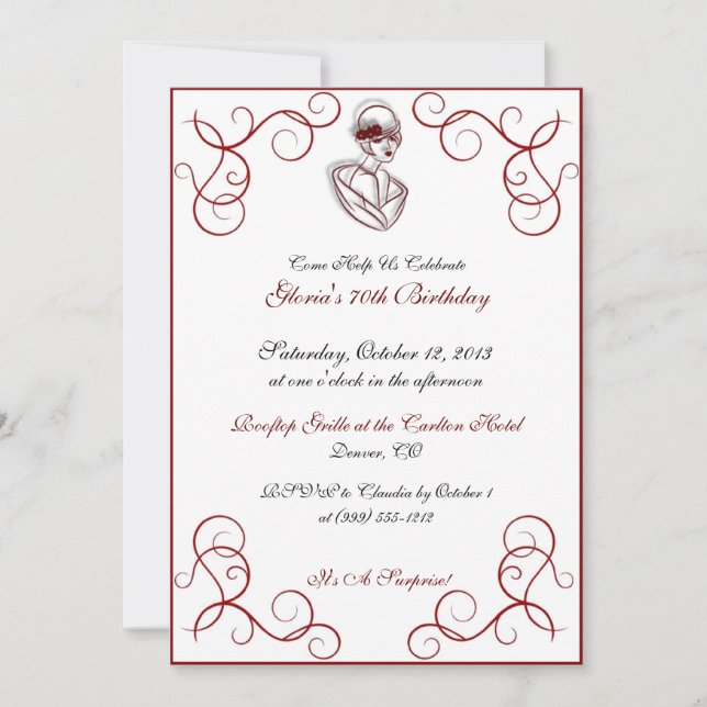 Hat Lady Custom Birthday Party Einladungen (Vorderseite)