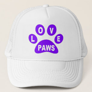Hat-Liebe Paws auf Lila Paws Truckerkappe