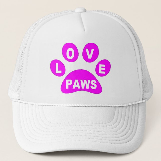 Hat-Liebe Paws Pink Truckerkappe (Vorderseite)