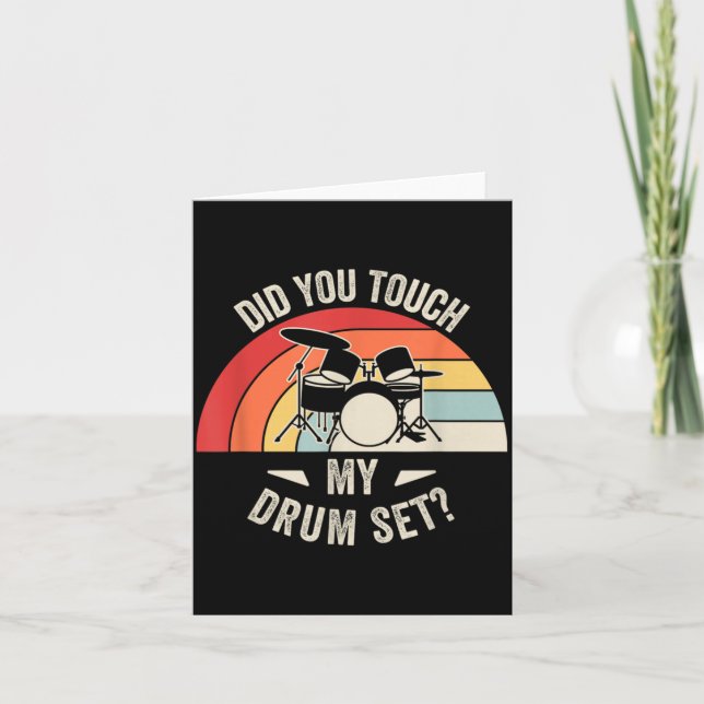 Hat lustiger Schlagzeuger Drum-Set berührt Retro V Karte (Vorderseite)