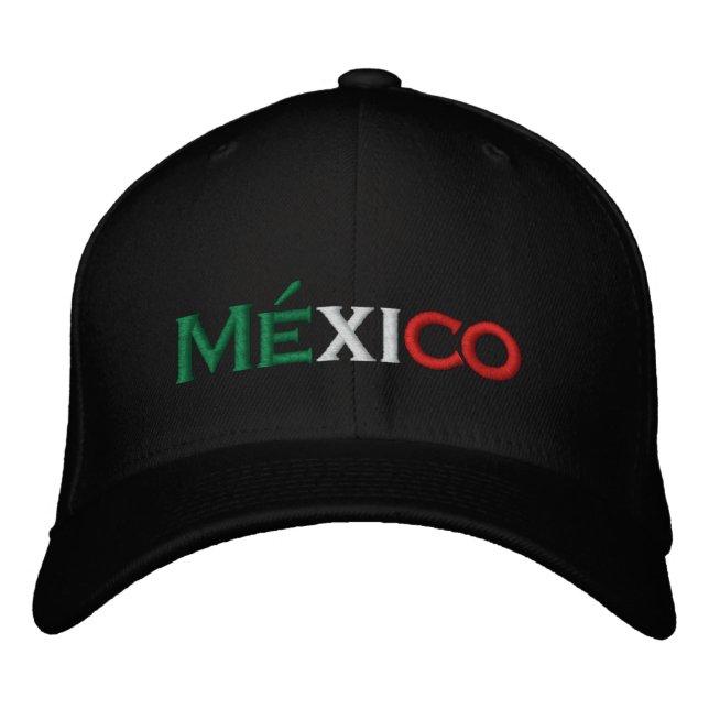 Hat: Mexico lindo, trifarbig Bestickte Baseballkappe (Vorderseite)