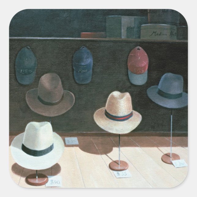 Hat Shop 1990 Quadratischer Aufkleber (Vorderseite)