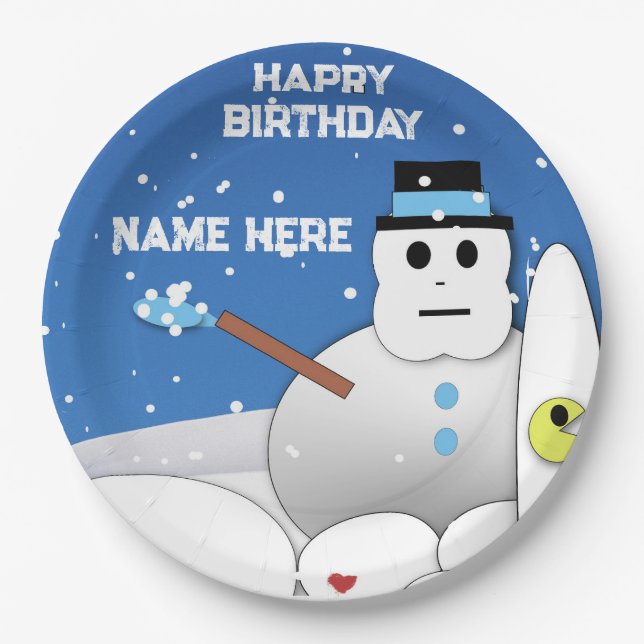 Hat Spaß Snowman Pappteller (Vorderseite)