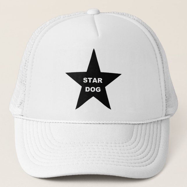 Hat Star Dog auf Black Star Truckerkappe (Vorderseite)