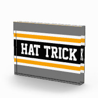 HAT TRICK Bold Black Gray Yellow Hockey Stripes