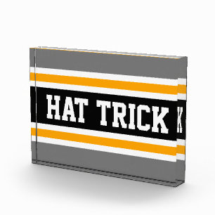 HAT TRICK Bold Black Gray Yellow Hockey Stripes Fotoblock