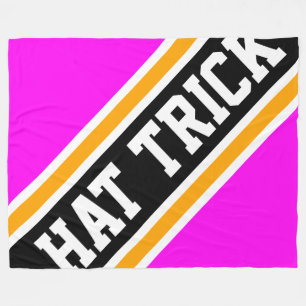 HAT TRICK Bright Pink Black Yellow Hockey Streifen Fleecedecke