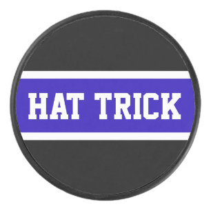 HAT TRICK Bright Royal Blue White Black Streifen Eishockey Puck