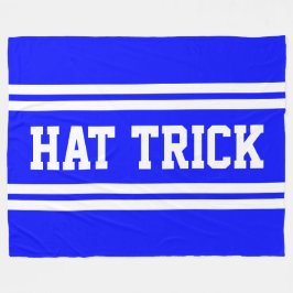 HAT TRICK Fun Bold Royal Blue White Hockey Strips Fleecedecke