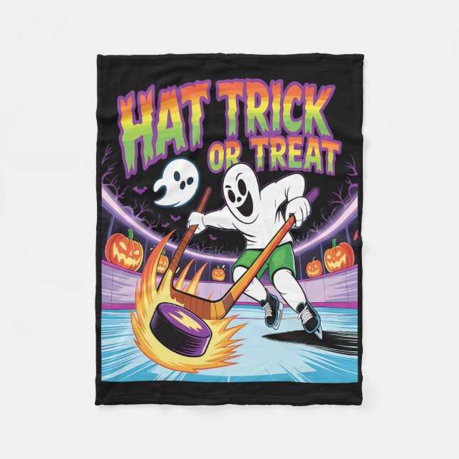 Hat Trick oder Streich Funny Eishockey-Geist Hallo Fleecedecke (Vorderseite)