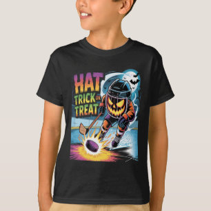 Hat Trick oder Streich Funny Ice Hockey Halloween T-Shirt