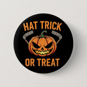 Hat Trick oder Treat Spooky Halloween Eishockey Button