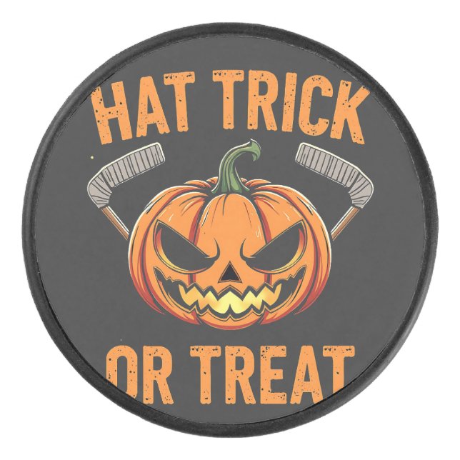 Hat Trick oder Treat Spooky Halloween Eishockey Puck (Vorderseite)