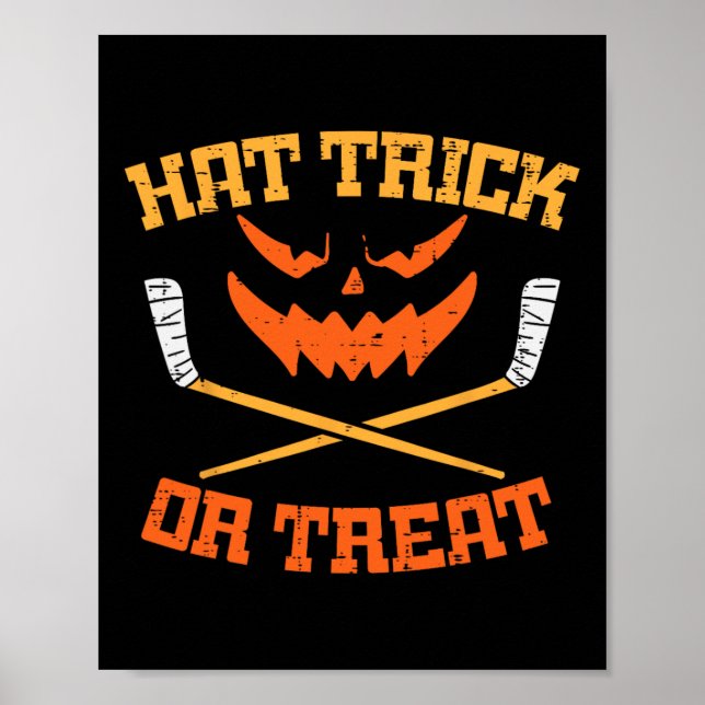 Hat Trick or Treat Ice Hockey Halloween Boy Men Pl Poster (Vorne)