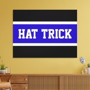 HAT TRICK Royal Blue Schwarz-weiß Hockey Strips Leinwanddruck