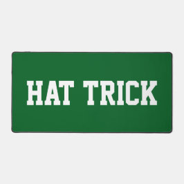 HAT TRICK Sporty White Hockey Text On Deep Green Schreibtischunterlage