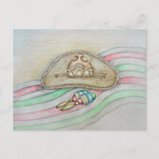 Hat und Maracas-Illustration Postkarte