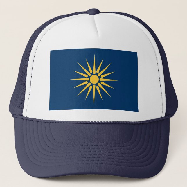 Hat with Flag of Macedonia, Greece Truckerkappe (Vorderseite)