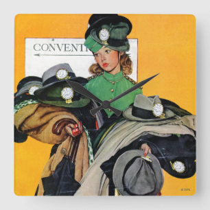 Hatcheck Girl Quadratische Wanduhr