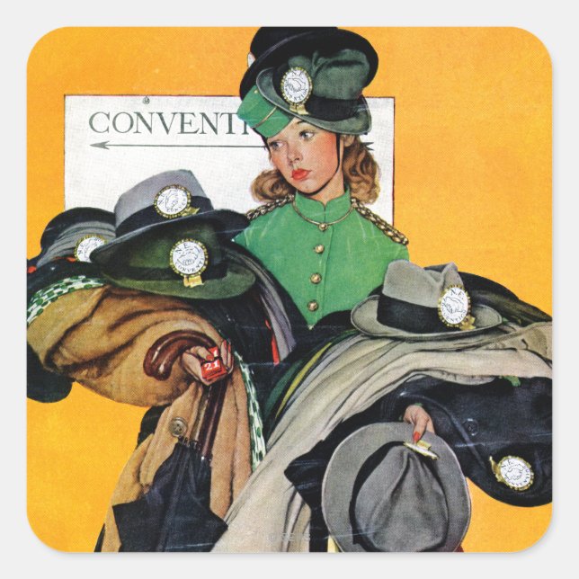 Hatcheck Girl Quadratischer Aufkleber (Vorderseite)