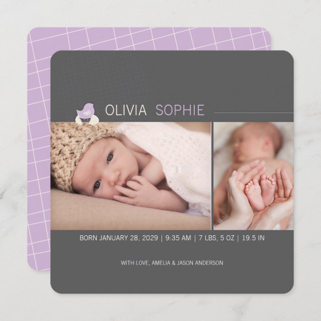 Hatched Egg Chick Girl Foto Baby Ankündigung (Vorne/Hinten)