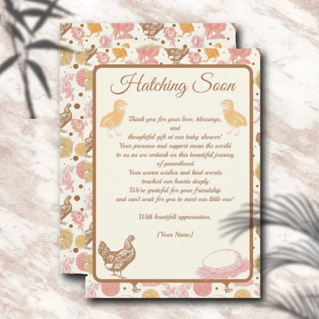 Hatching Bald Chicken Baby Girl Dusche Dankeskarte (Von Creator hochgeladen)