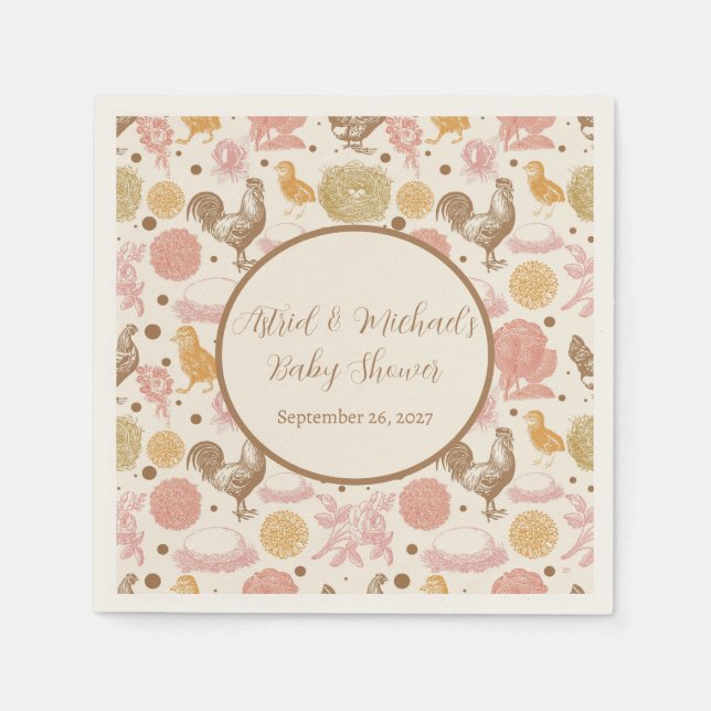 Hatching Bald Chicken Girl Baby Dusche Serviette (Vorderseite)