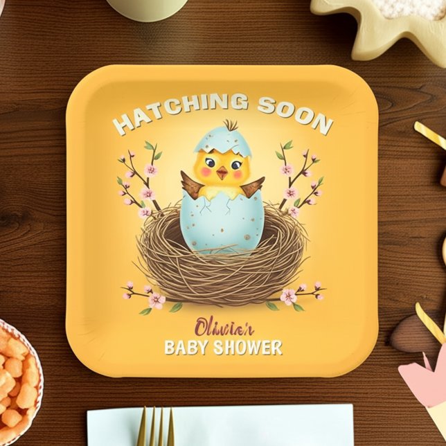 Hatching Bald Niedlich Chick Baby Dusche Pappteller (Von Creator hochgeladen)