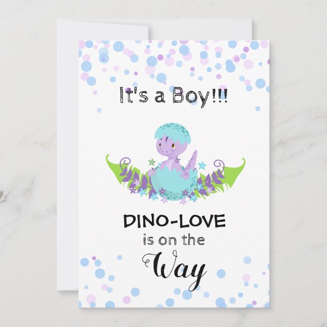 *~* Hatching Dinosaur Baby Boy Shower Einladung (Vorderseite)